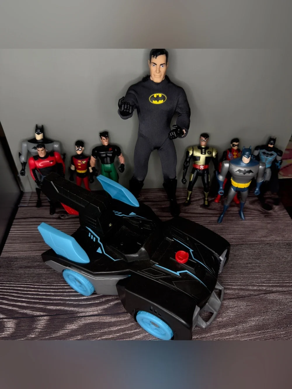 Batman Robin Figure Lot Batmobile Bruce Wayne Dick Grayson DC Comics Toys